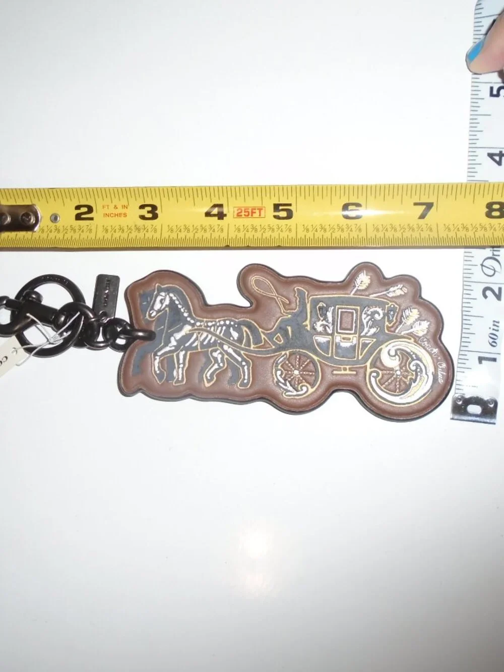 NEW COACH TATTOO CHELSEA LEATHER HORSE & CARRIAGE BAG CHARM KEYCHAIN RING 76959